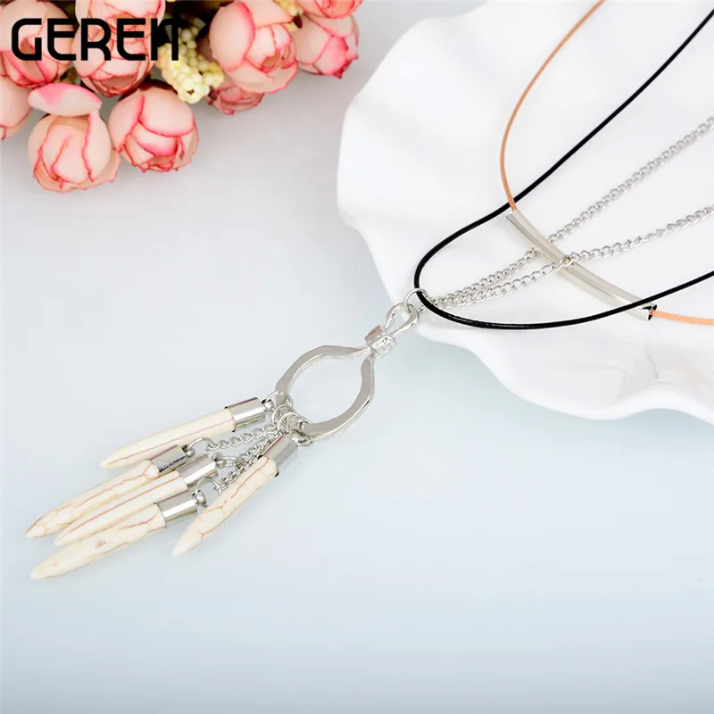 Богемное ожерелье с подвеской и кисточкой длинное многослойное для женщин