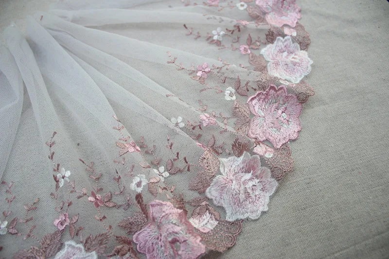 27 см 10,"-2 ярдов/партия DIY ремесло Вышитый цветочный тюль кружевной отделкой в~ кружевной сад