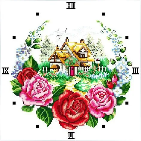 

11CT Timepiece Clock Kits embroidery Cross Stitch 45*45cm home house CS-025CLO