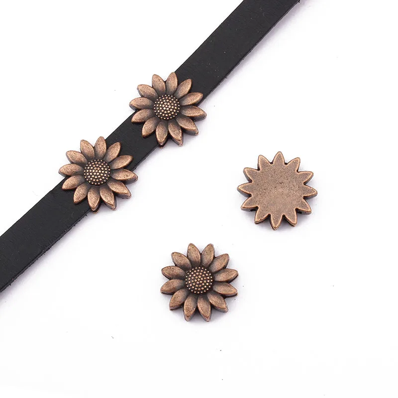 10 шт. Подсолнухи из меди для плоского кожаного браслета 5-10 мм | Украшения и