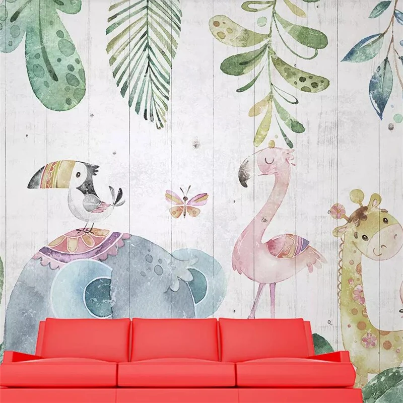Wellyu ручная роспись Лес Животные Дерево Зерно дерево детская комната ТВ диван фон