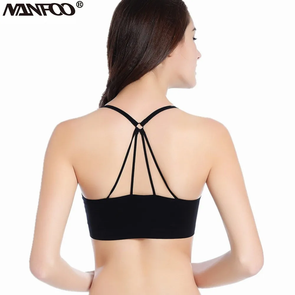 

New Style Fixed Narrow Strap Sports Bras Gym Sport Top Vest Fitness Strappy Bras Padded Push Up Yoga Bras Running Underwear