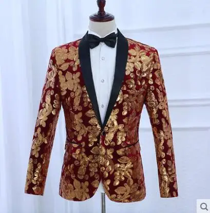 

New male singer dress sequins performance suit jacket host nightclub DJ clothing studio clothes men's costumes