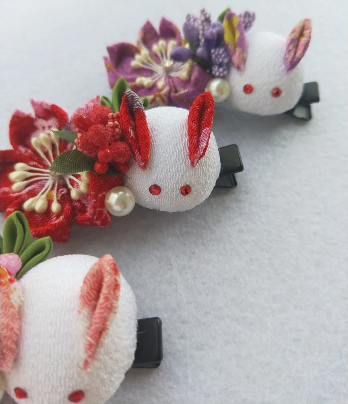 Винтажная заколка для волос в японском стиле ручной работы из ткани вишневого