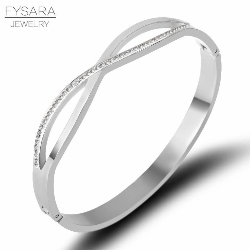 FYSARA 361l из нержавеющей стали крест браслеты с камнями и браслеты для женщин кубический цирконий бесконечные браслеты Роскошные брендовые ювелирные изделия