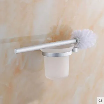 Space Aluminum toilet brush holders wall mounted Sliver set Toilet bowl cleaning appliance Free Shipping | Обустройство дома
