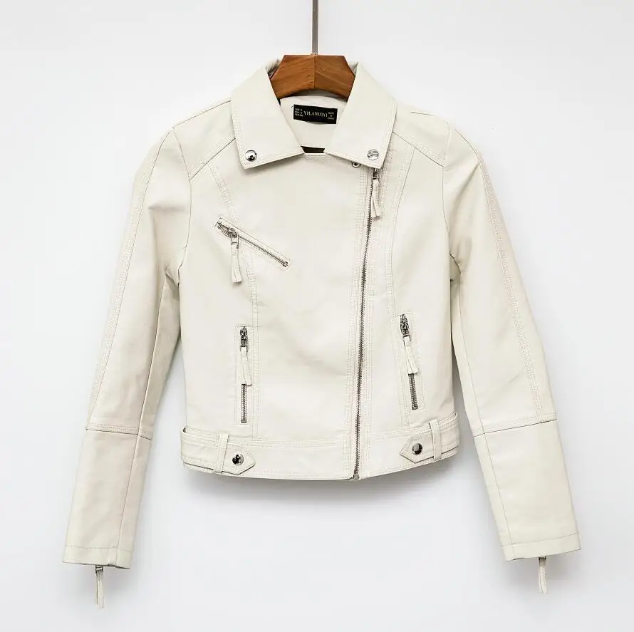 YLL8851 Beige Новинка, женское Короткое Пальто, Куртки из искусственной кожи, мягкая Высококачественная женская повседневная одежда, цвета: белый, красный, черный, Прямая поставка, Брендовое пальто - Цвет: YLL8851 Beige