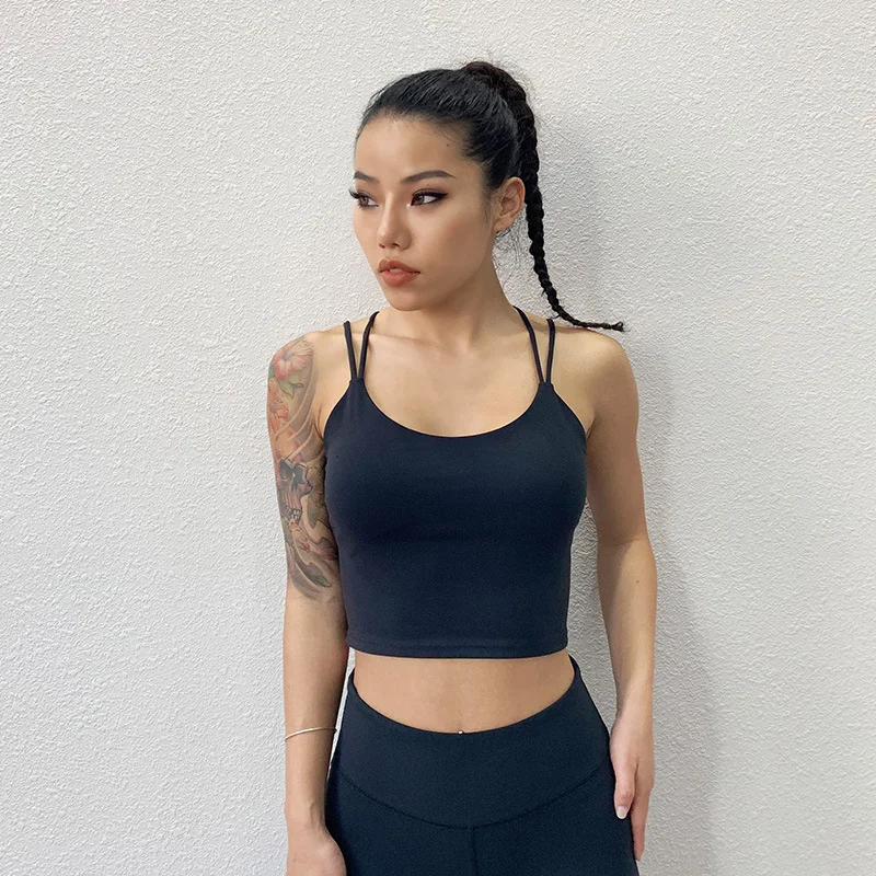 Женские Strappy Tight Fit похудения супер мягкие хорошо тянется груди лифтинг животик управление тренировки Фитнес безрукавки для женщин с Padds