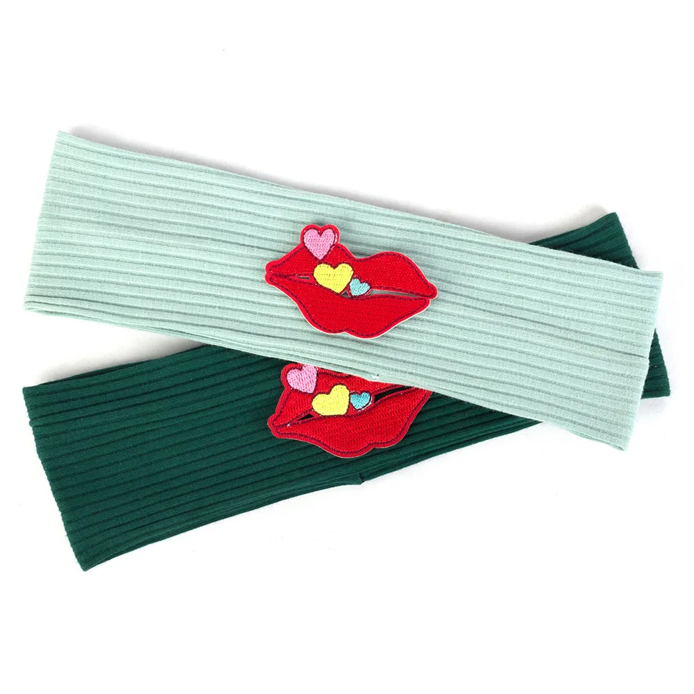 

2019 Kids Hairbands Baby Girls Red lips Heart Headbands Toddler Children's Ribbed Elastic Headwear Child Hair Accessories