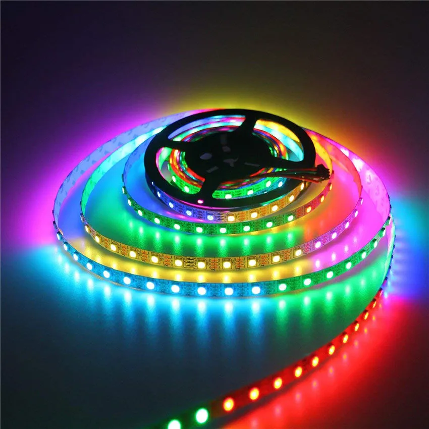changeable WS2812B WS2812 цветных(RGB) светодиодных лент: 5 м DC5V 30/60 светодиодов/m 2812 IC встроенным индивидуально адресуемых SMD5050 RGB полноцветный светодиодный ленточный светильник - Испускаемый цвет: changeable