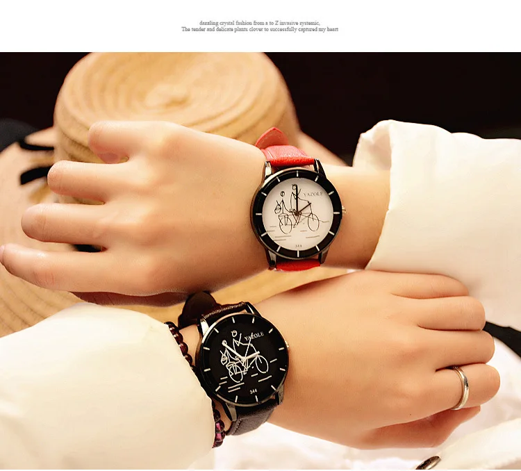 Женские часы с кожаными ремешками Yazole модные повседневные кварцевые популярные