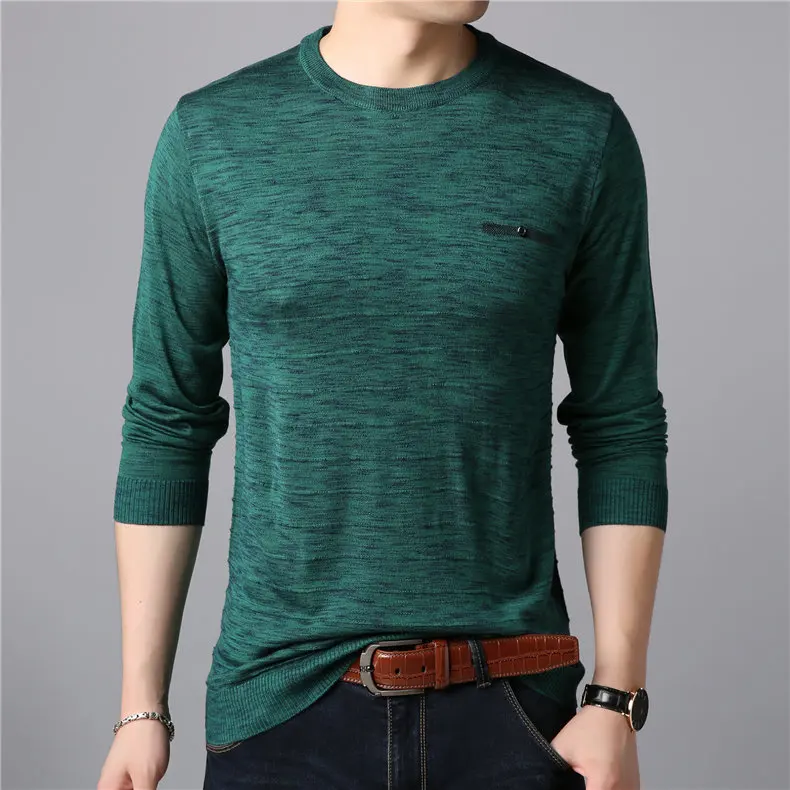 COODRONY Cashmere Wool Sweater Men Casual O-Neck Pullover Men Clothes Autumn Winter Mens Sweaters Plus Size Pull Homme 8146