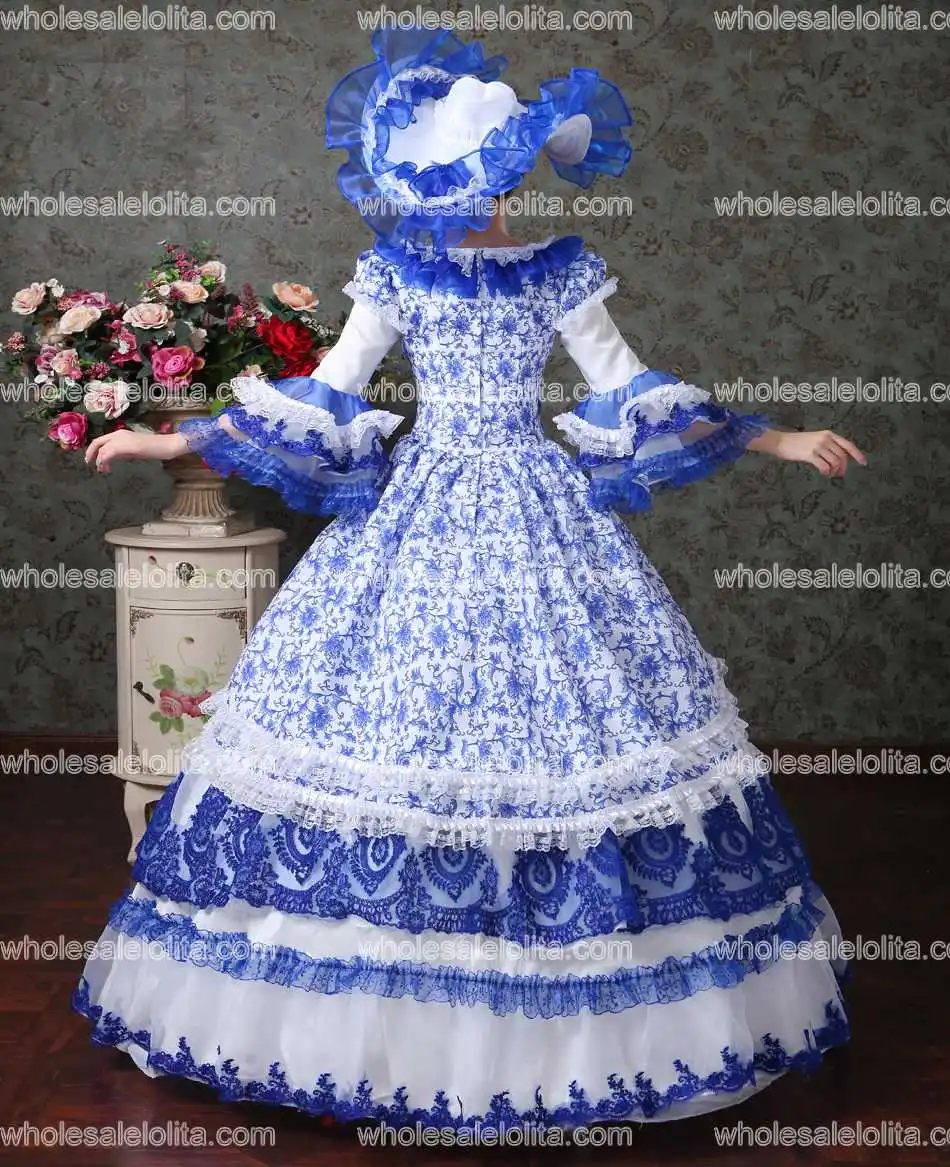 

Victorian Gothic Fairy Princess Brocade Ball Gown Period Dress Reenactment Theater Clothing Costumes