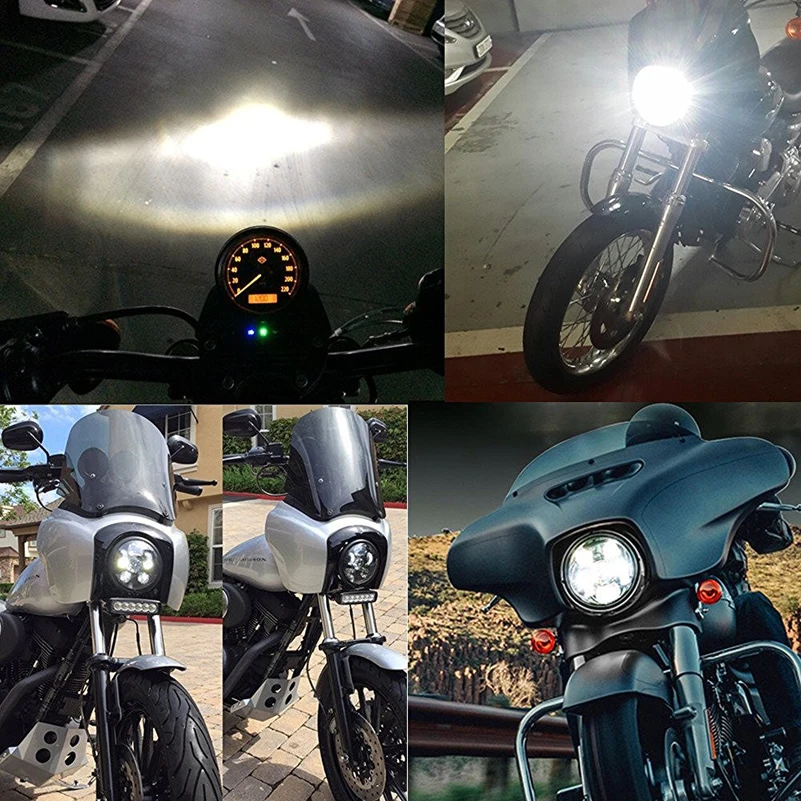 5,7" светодиодные фары 5 3/4 дюймов проектор мото фары для harley sportster Dyna, Softail, супер Glide мотоциклетные фары DRL