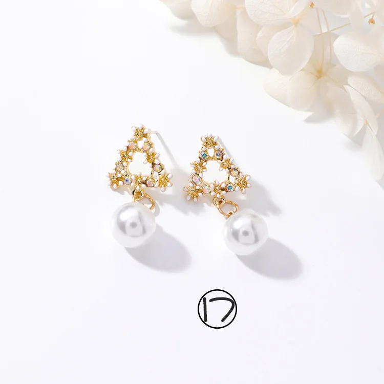 Flower 17 Корейское модное милое украшение в виде цветка висячие серьги летние милые цветные гирлянды Стразы лепестки серьги для девочек милые ювелирные изделия - Окраска металла: Flower 17