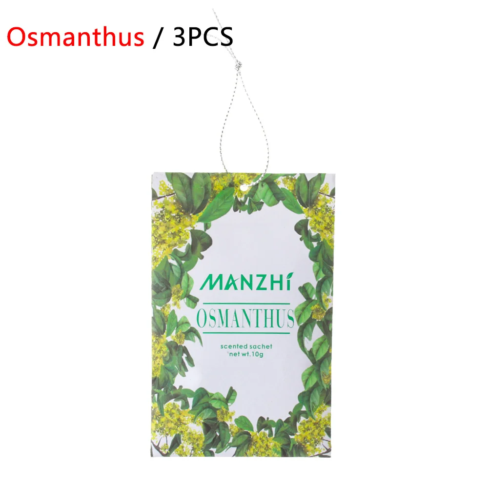 3PCS Osmanthus 3 Pack Natural Fragrances Hanging Spices Bag Wardrobe Deodorizing Paper Sachets Aromatherapy Bag Cabinet Air Fresheners - Цвет: 3PCS Osmanthus
