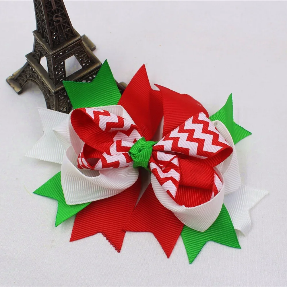 1610584 Рождественская серия банты из корсажной ленты с зажимом Детские для волос