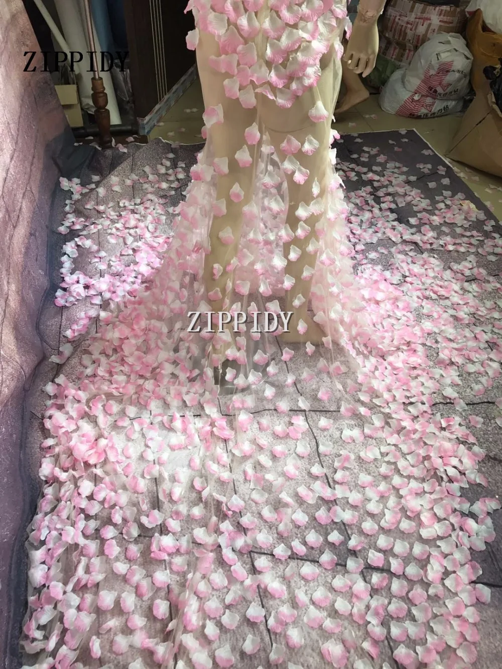 Сексуальное розовое Цветочное платье цельное вечернее с длинным хвостом