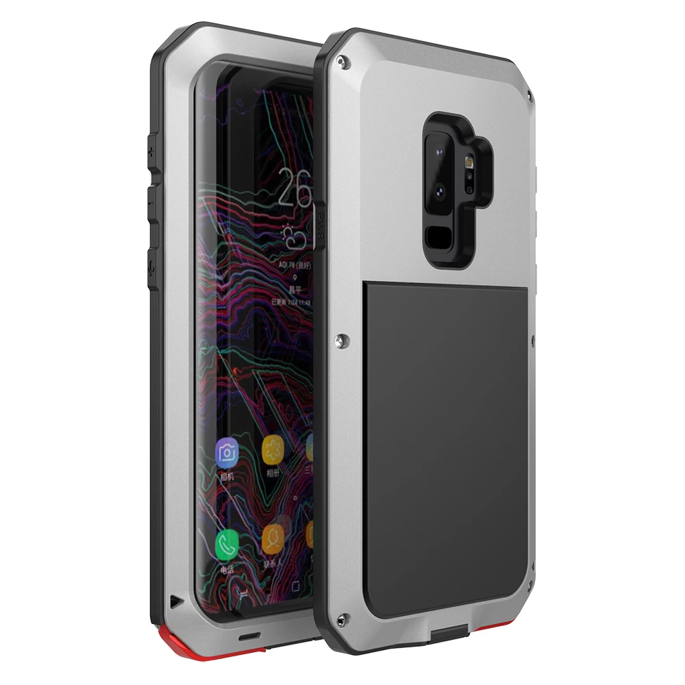 Закаленное Стекло пленка+ для samsung S10 10E S10Plus S8 S8plus S9 S9Plus Note8 Note9 защитный люксовый чехол Heavy Duty чехол металлический чехол