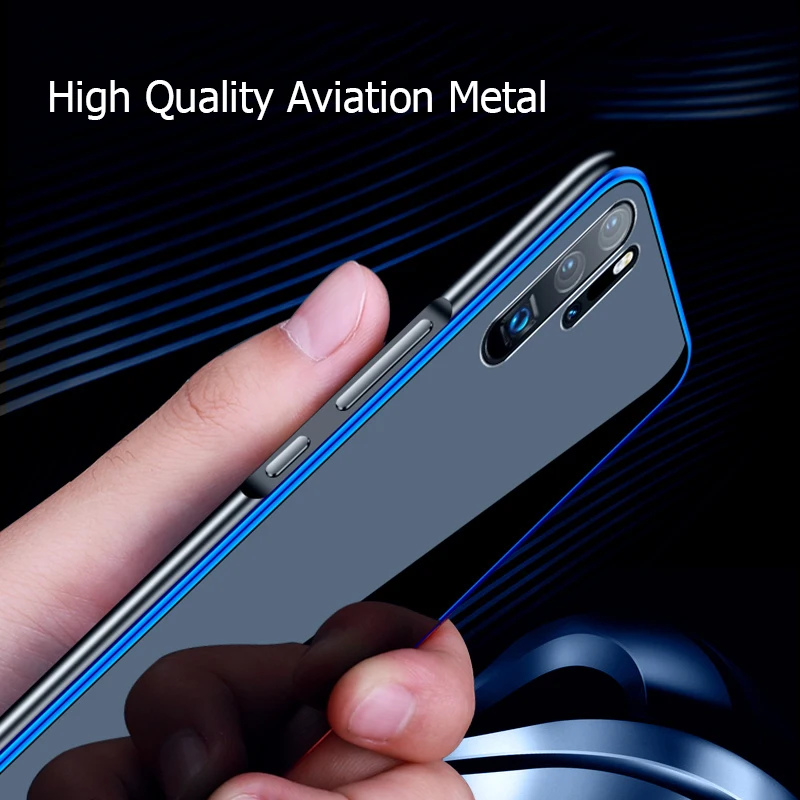 Роскошный чехол из закаленного стекла для Huawei P30 Pro авиационная металлическая