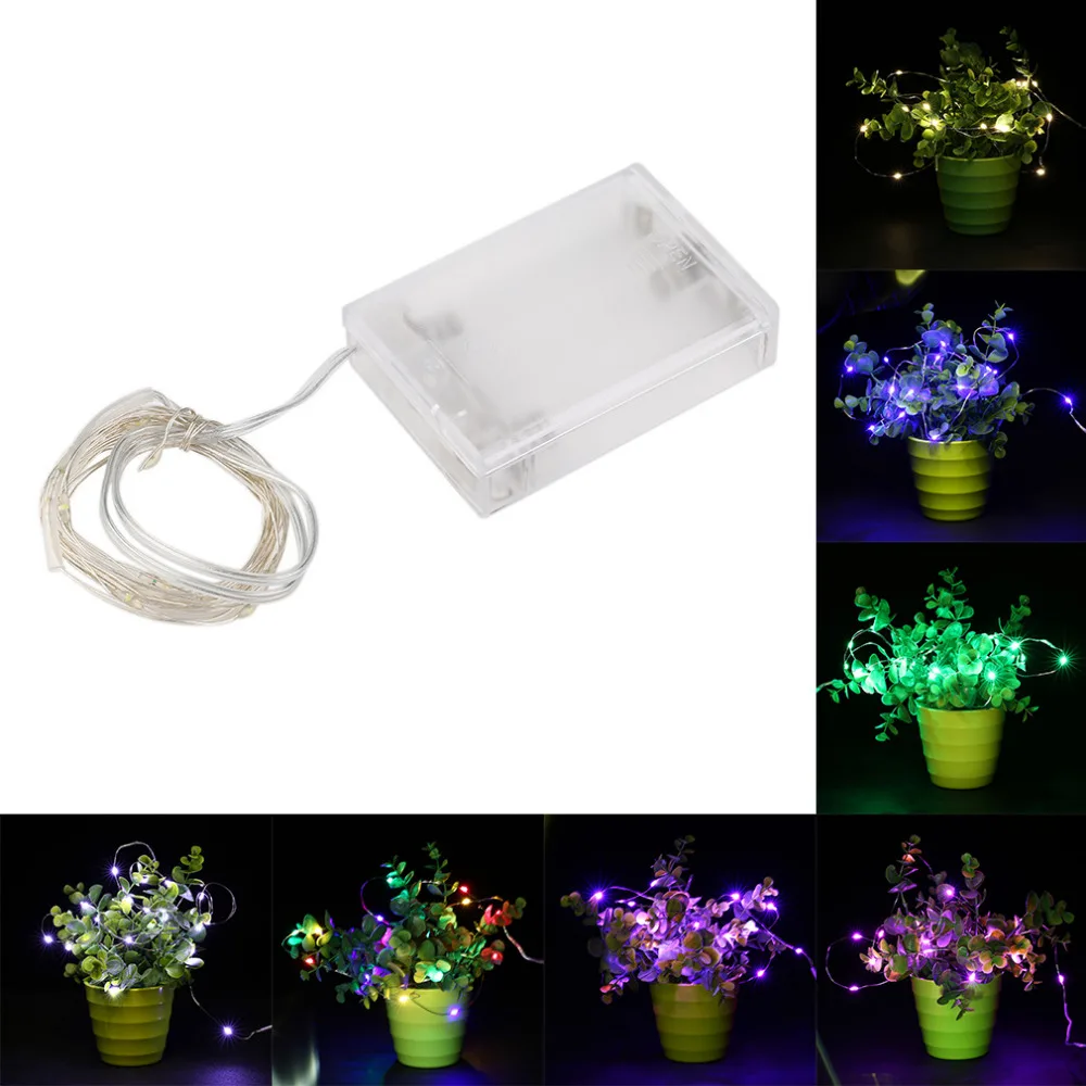 Эффективная 10 м 100 LED 3AA батарея серебряная проволока Гирлянда Свет Фея лампа