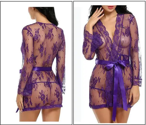 Женское кружевное Прозрачное нижнее белье черное красное фиолетовое стринги