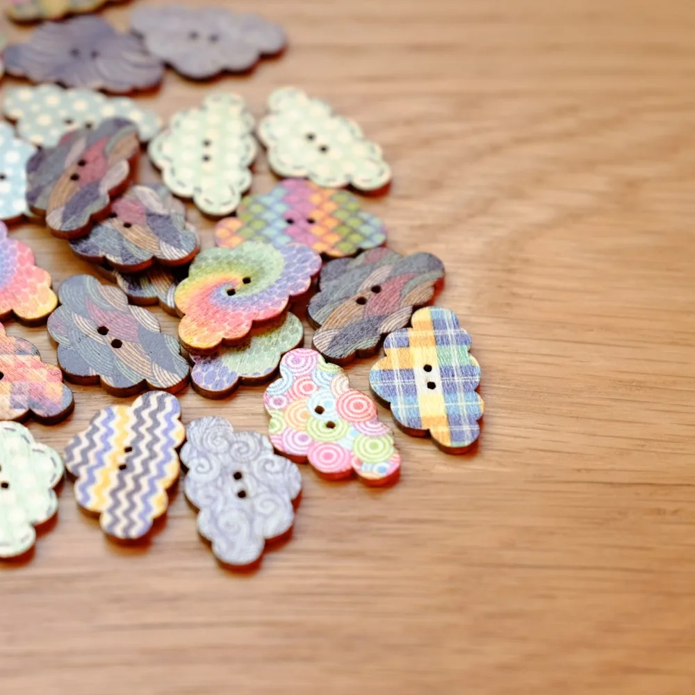Деревянные пуговицы в форме облаков для шитья 50 шт./компл. скрапбукинга 20 мм