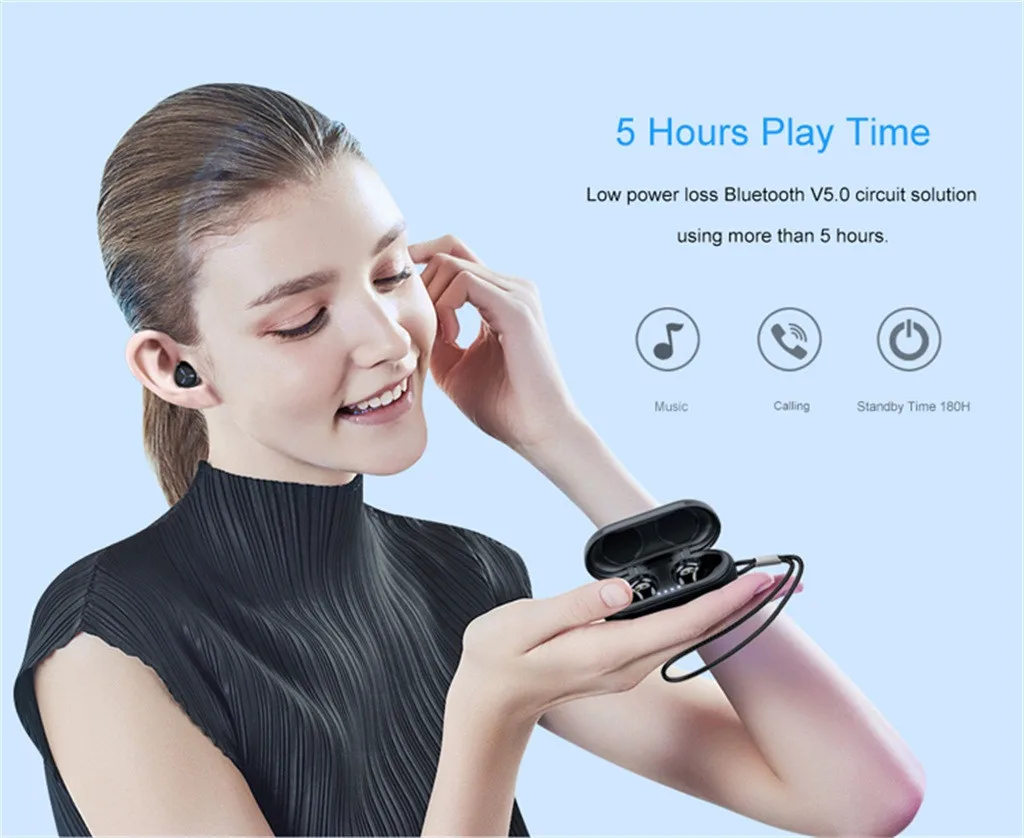 Binmer 5 0 Bluetooth гарнитура Беспроводная наушники мобильные спортивные с микрофоном