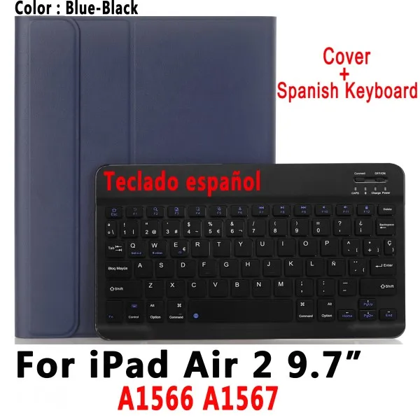 For iPad Air 2 Испанская клавиатура чехол для Apple iPad 9,7 6th 5th Generation Air/Air 2/Pro 9,7 A1822 A1823 A1954 A1566 A1673 держатель для карандашей - Цвет: For iPad Air 2