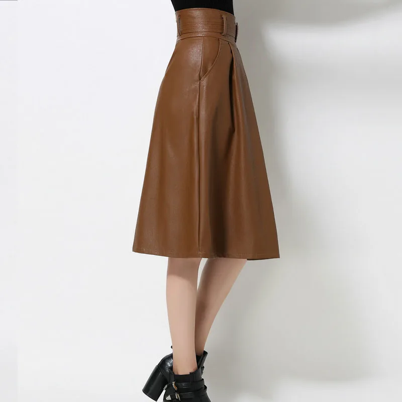 1 шт. Для женщин большие размеры плиссированные юбки 2018 Весенняя мода PU кожа