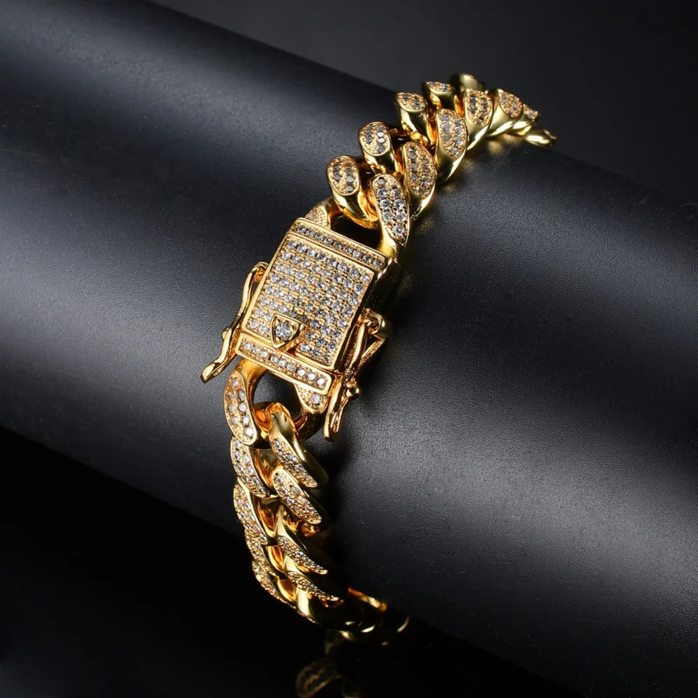 Медный микро браслет с камнями циркона Bling 7 дюймов 8 дюймов 9 дюймов 3 цвета B011