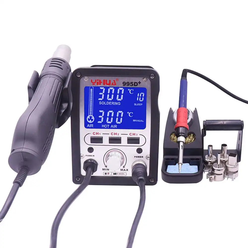 YIHUA 995D+ Демонтажные железные станции с подключаемым фена паяльная станция для паяльных инструментов - Цвет: a