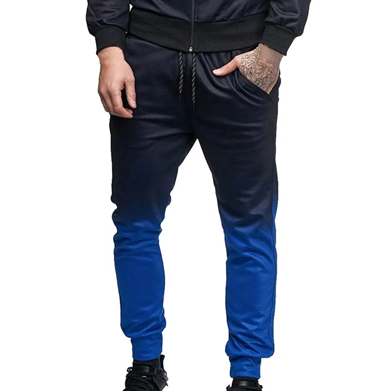 Blue Pants Осенний мужской спортивный костюм, спортивный комплект, 3D принт, полосатая рубашка с длинным рукавом, штаны для фитнеса, костюм для бега размера плюс, куртка, брюки - Цвет: Blue Pants