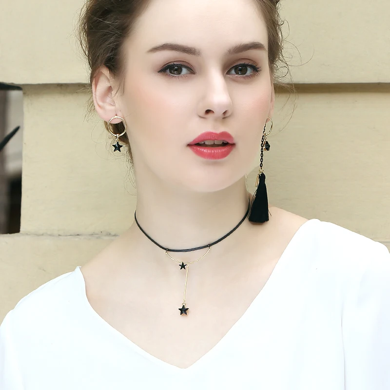 Женские Асимметричные сережки в неоготическом стиле сережки-подвески с черными