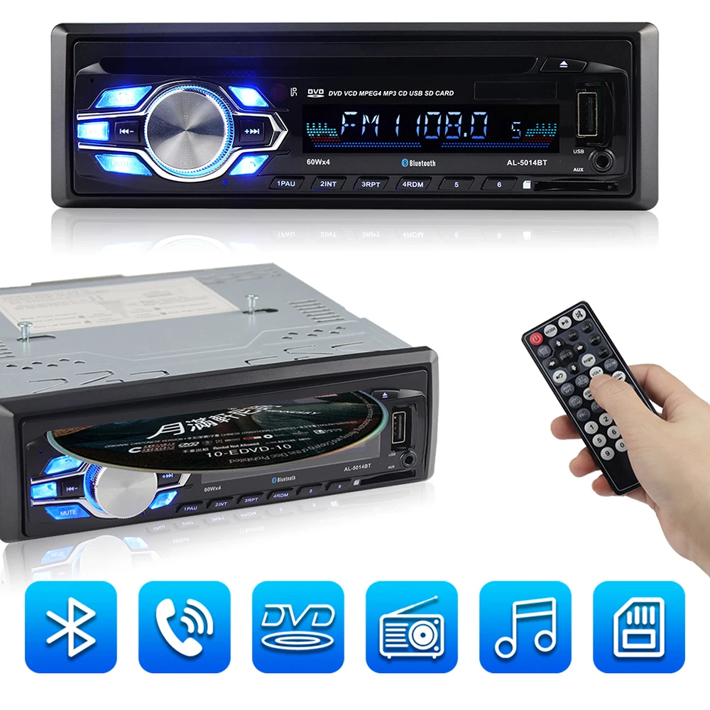 Радио автомобильный CD-плеер Automotivo 1 Din 12 в Bluetooth Авторадио аудио авто стерео USB AUX DVD VCD CD MP3 SD карты радио Para Carro