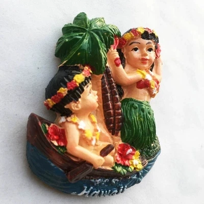 American Hawaiian Hula Girl Three-dimensional Tourist Souvenir Fridge Magnet | Дом и сад