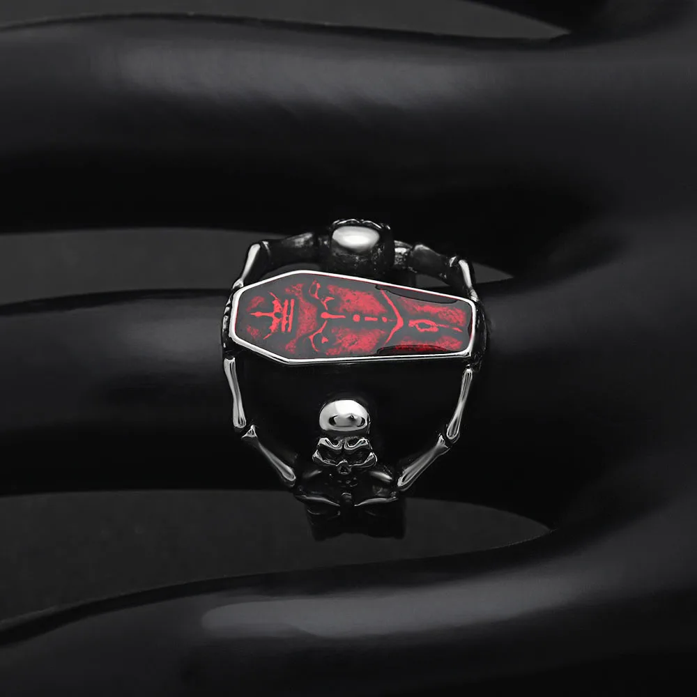 Кольцо Ghost Evil Skull красное кольцо с кубическим цирконием байкерское в стиле панк