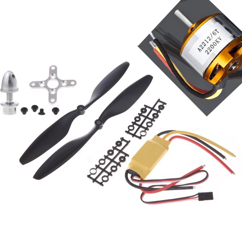 1 комплект A2212 2200KV/1000KV бесщеточный мотор + 30A ESC (BEC 2A/5В) 1045 пропеллер с вращением по