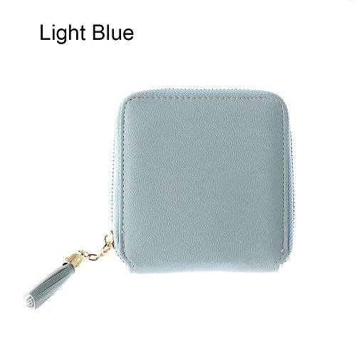 Light Blue 1 шт. практичный и Модный женский кожаный маленький мини-кошелек, держатель для карт, кошелек на молнии для монет, клатч, сумочка-клатч - Цвет: Light Blue