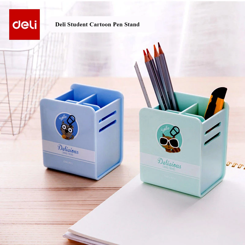 

Deli 9126 plastic pen stands pen holder desktop stationery pencil stand pen box container pot