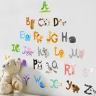 Наклейки виниловые на стену с алфавитом и животными, 26 букв, A-Z