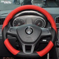 bannis hand stitched red black leather steering wheel cover for volkswagen vw golf 7 mk7 new polo 2014 2015