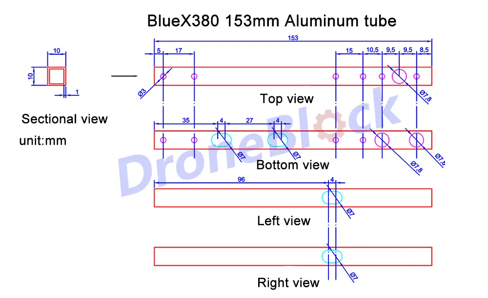 Деталь для квадрокоптера BlueX380 BlueX450 алюминиевая посадочная Шестерня из