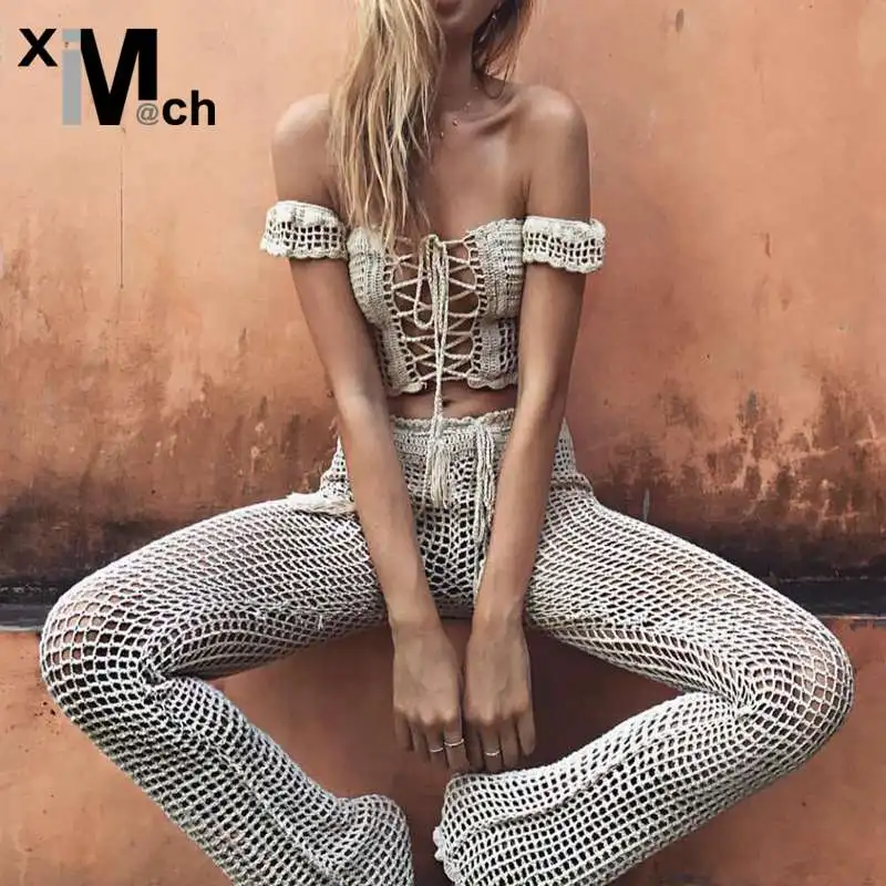 XiM & M @ ch новые сексуальные пляжные штаны с кисточками и эластичной резинкой на