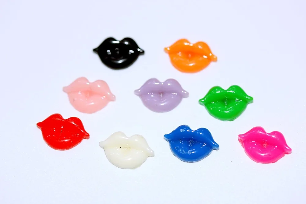 100 шт./лот милые полимерные пуговицы для украшения губ разные цвета Мультяшные