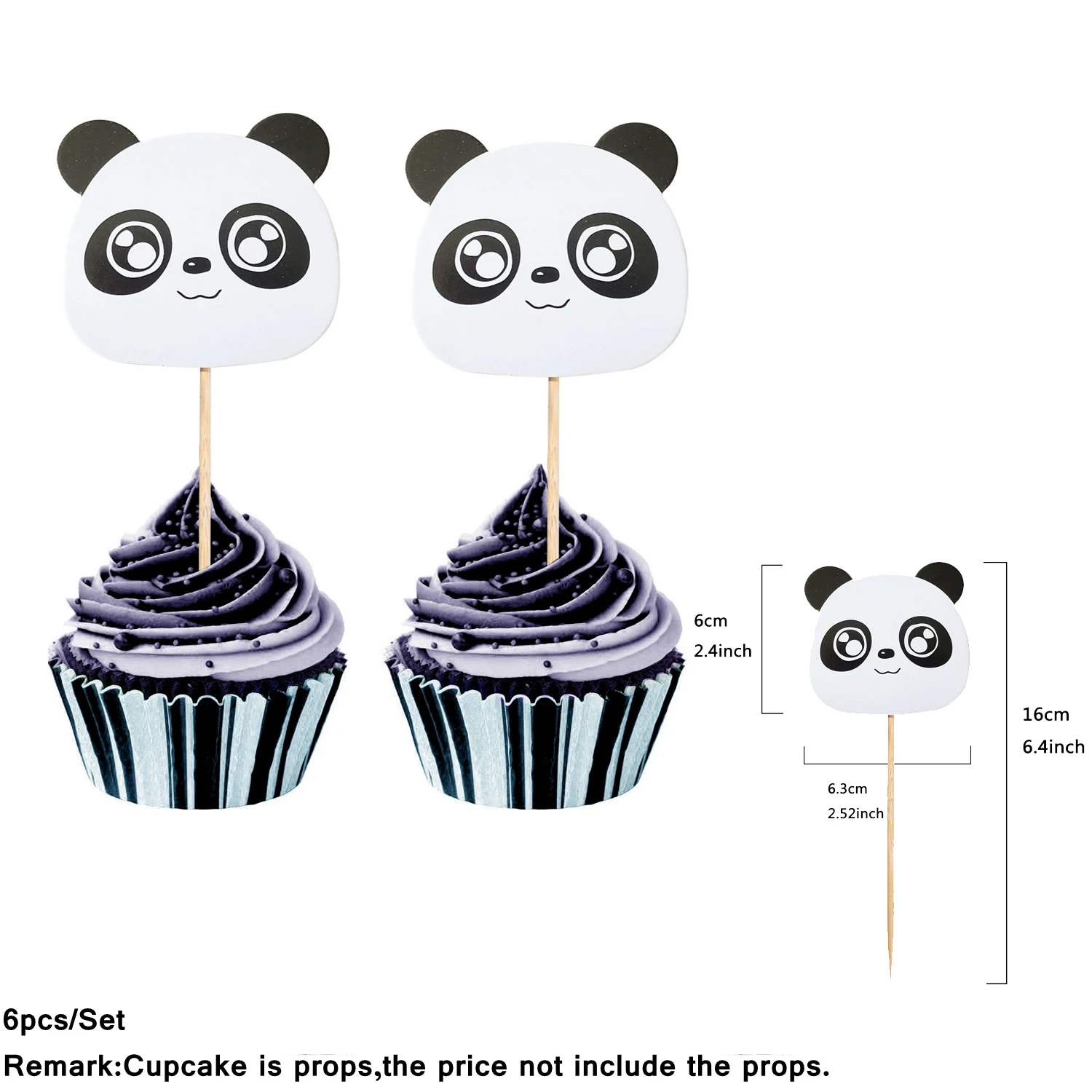 6pcs panda toppers 1 компл. Прекрасный панда баннер с надписью гирлянда животные мультфильм шары для душа ребенка сувениры День рождения украшения Дети DIY подарок - Цвет: 6pcs panda toppers