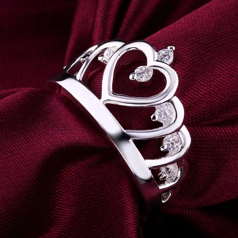 Горячая продажа exo посеребренные Свадебные кольца большая корона anel feminino collier plaron