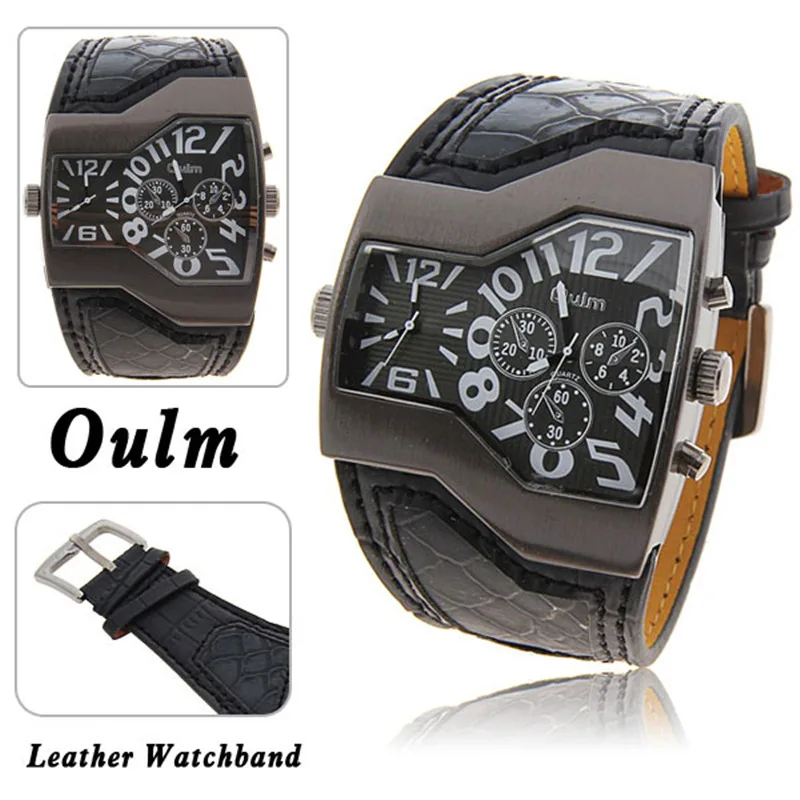 Модные мужские спортивные брендовые часы Oulm relojes Japan с двойным механизмом