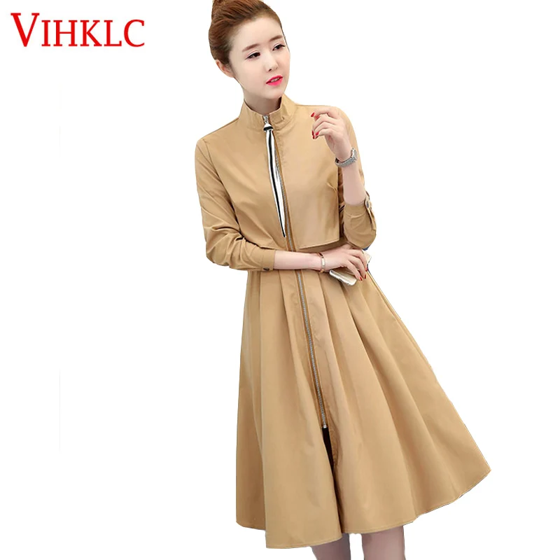 Длинный женский плащ весна осень 2018 новинка Женская ветровка пальто большого
