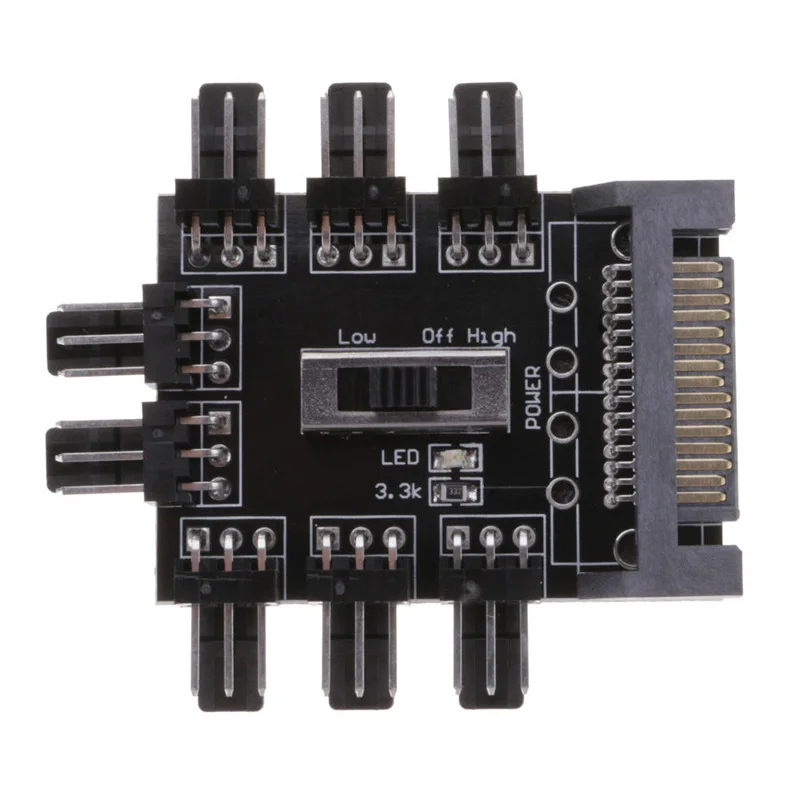 SATA Port 8 Way 3 Pin 12V PC Fan Power Cable Extender Hub Splitter Adapter | Компьютеры и офис